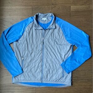 Peter Millar Golf Tech Blue and Gray Quilted Patterned Front Jacket-Large